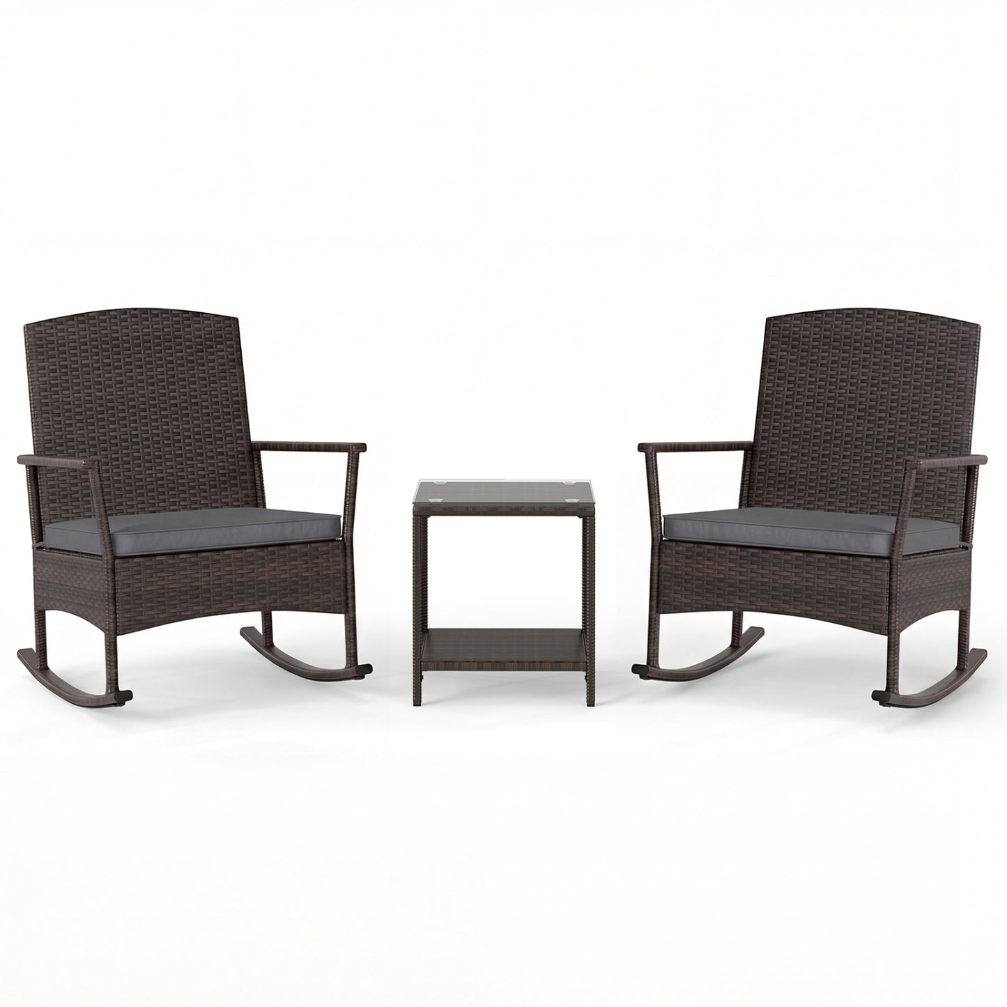 3-Piece Patio Rocking Chair Set with Coffee Table