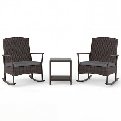3-Piece Patio Rocking Chair Set with Coffee Table
