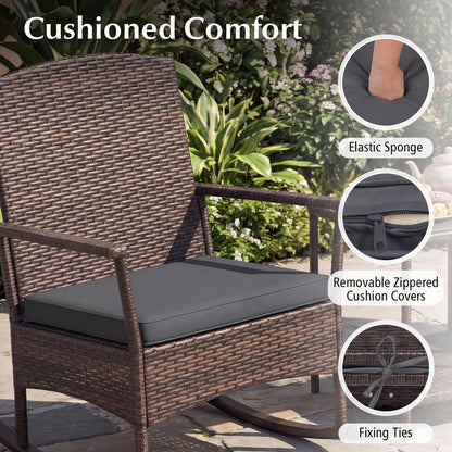 3-Piece Patio Rocking Chair Set with Coffee Table