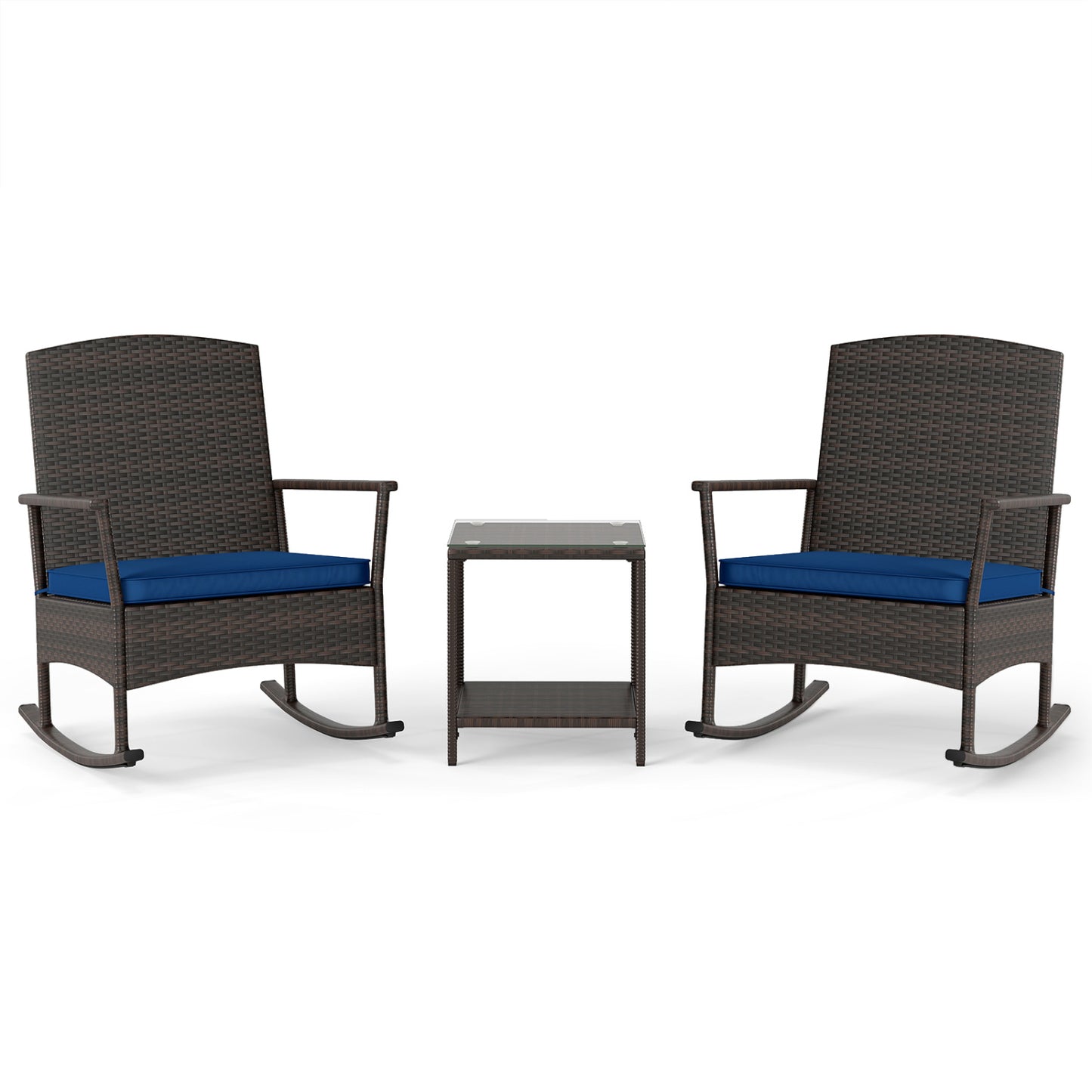 3-Piece Patio Rocking Chair Set with Coffee Table