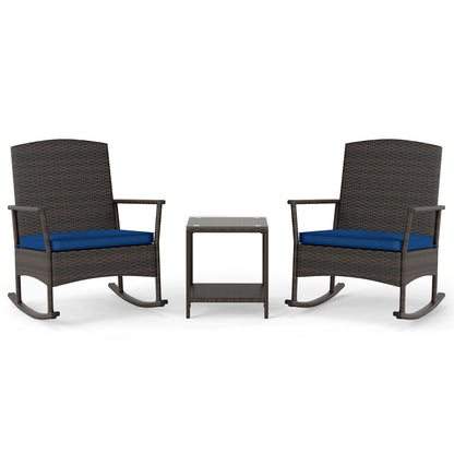 3-Piece Patio Rocking Chair Set with Coffee Table
