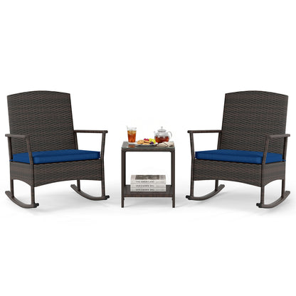3-Piece Patio Rocking Chair Set with Coffee Table