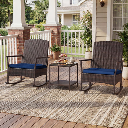 3-Piece Patio Rocking Chair Set with Coffee Table