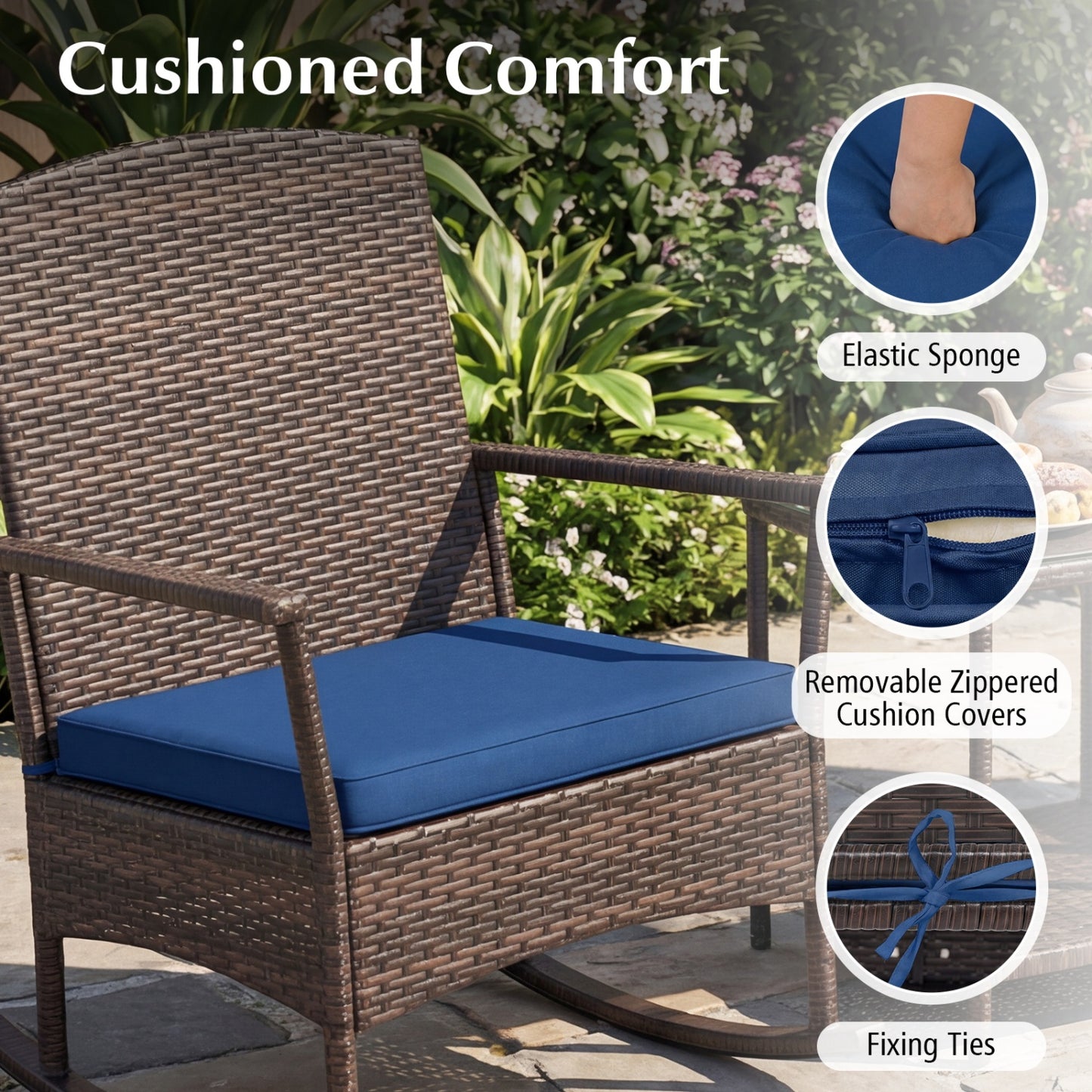 3-Piece Patio Rocking Chair Set with Coffee Table