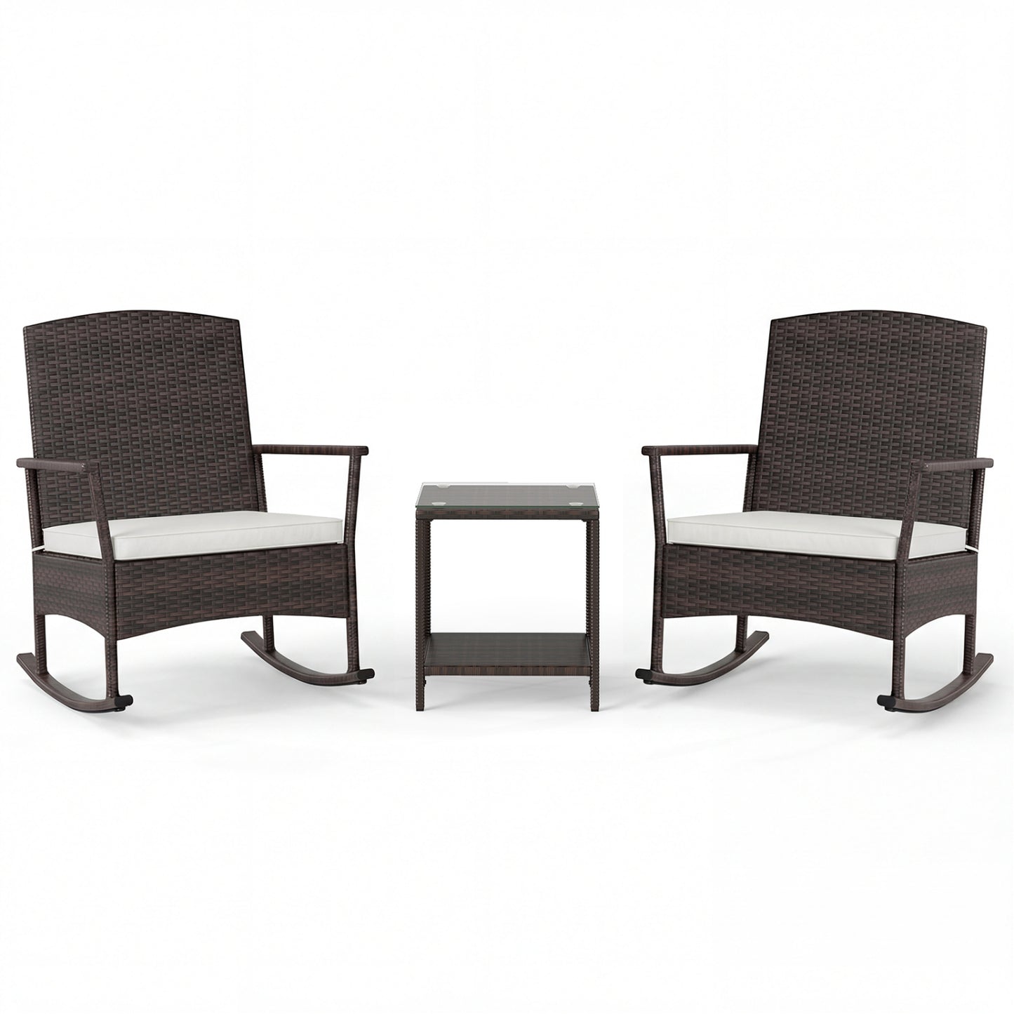 3-Piece Patio Rocking Chair Set with Coffee Table