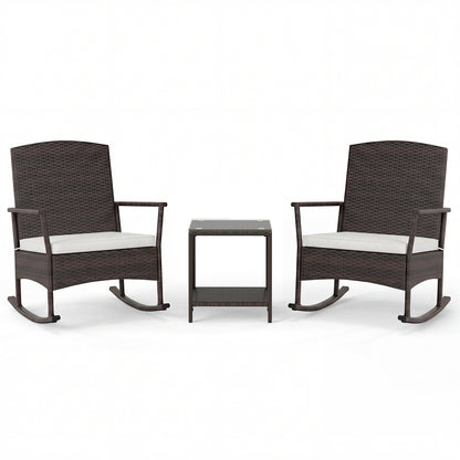 3-Piece Patio Rocking Chair Set with Coffee Table