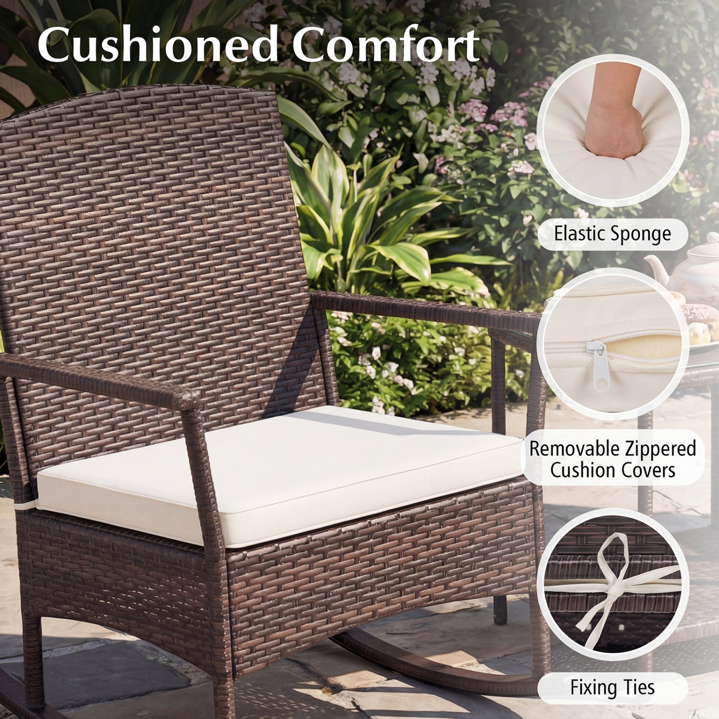 3-Piece Patio Rocking Chair Set with Coffee Table