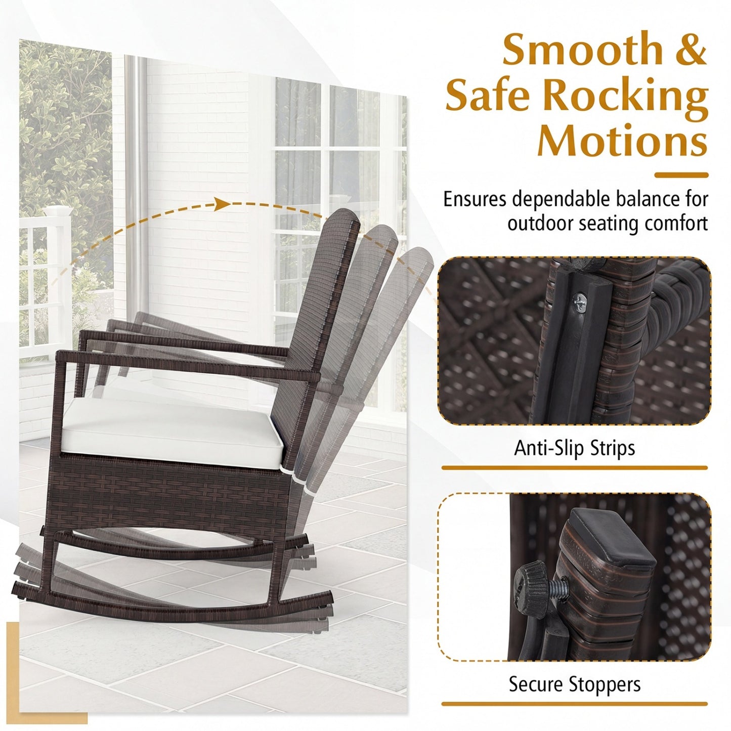 3-Piece Patio Rocking Chair Set with Coffee Table
