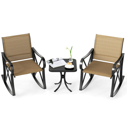 3-Piece Patio Rocking Chair Set with Side Table