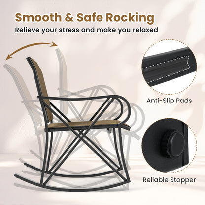 3-Piece Patio Rocking Chair Set with Side Table