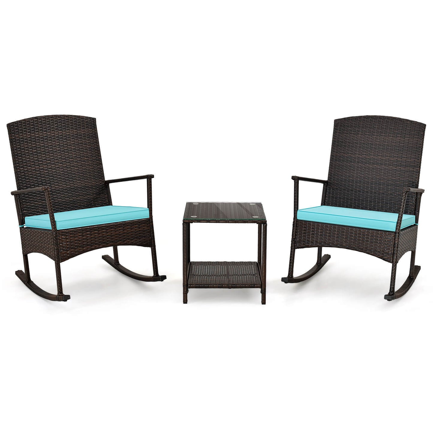 3-Piece Patio Rocking Chair Set with Coffee Table