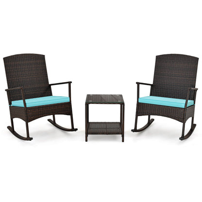 3-Piece Patio Rocking Chair Set with Coffee Table