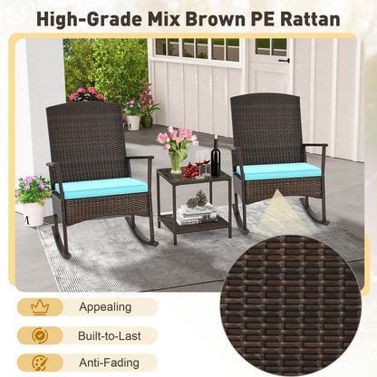 3-Piece Patio Rocking Chair Set with Coffee Table
