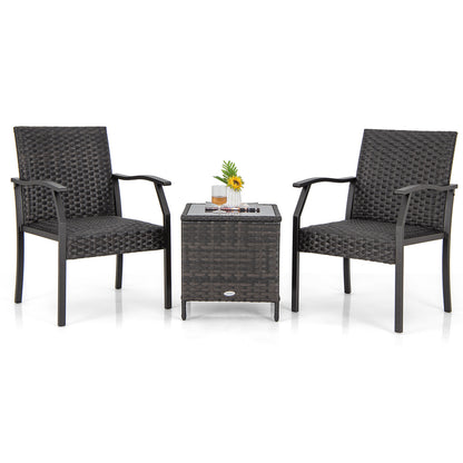 3-Piece Patio Conversation Set with Quick Dry Cushions