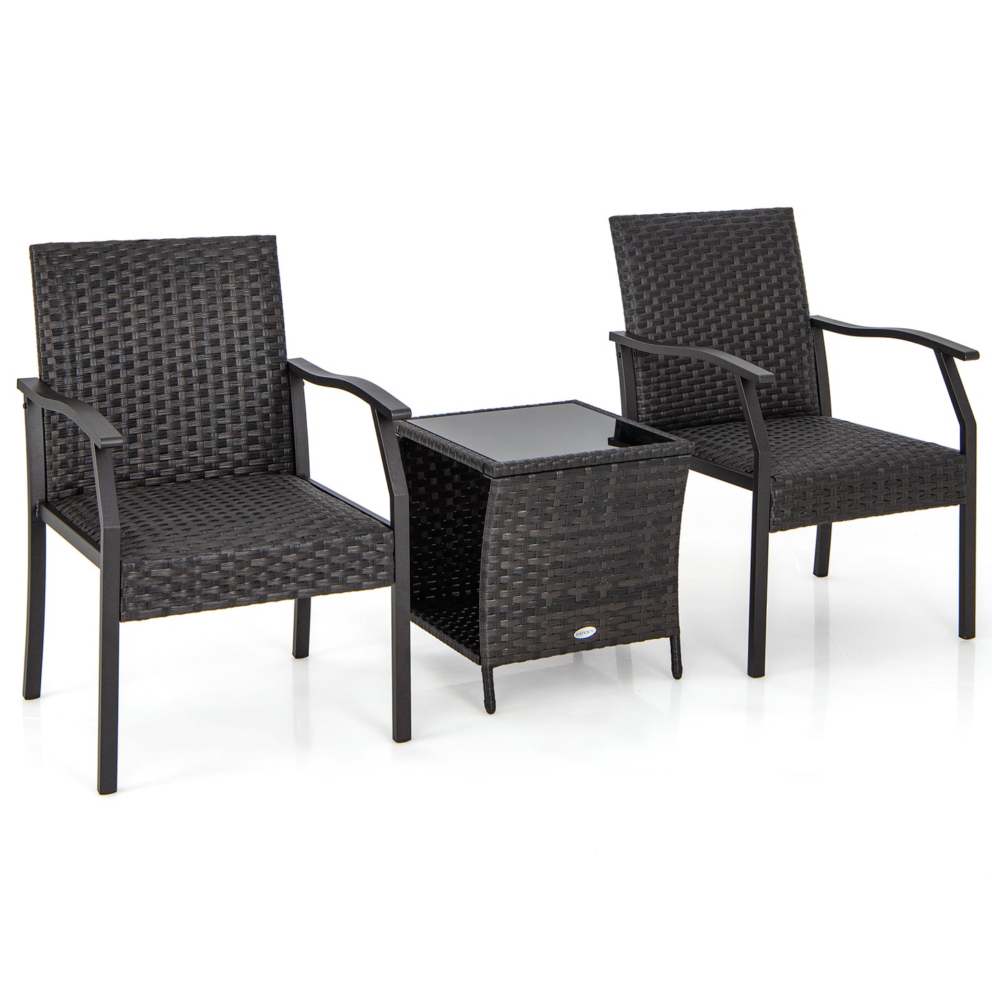 3-Piece Patio Conversation Set with Quick Dry Cushions