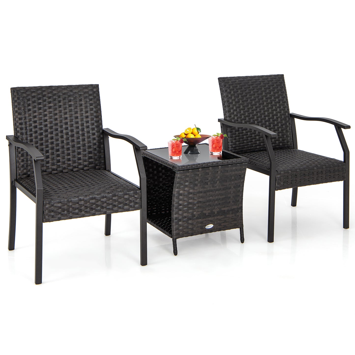 3-Piece Patio Conversation Set with Quick Dry Cushions