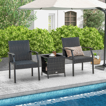 3-Piece Patio Conversation Set with Quick Dry Cushions