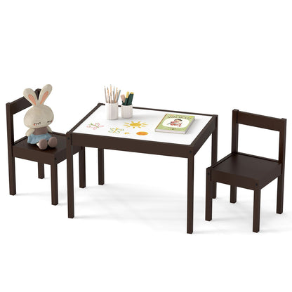 3-Piece Toddler Activity Table Set with Solid Rubber Wood Frame