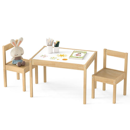 3-Piece Toddler Activity Table Set with Solid Rubber Wood Frame