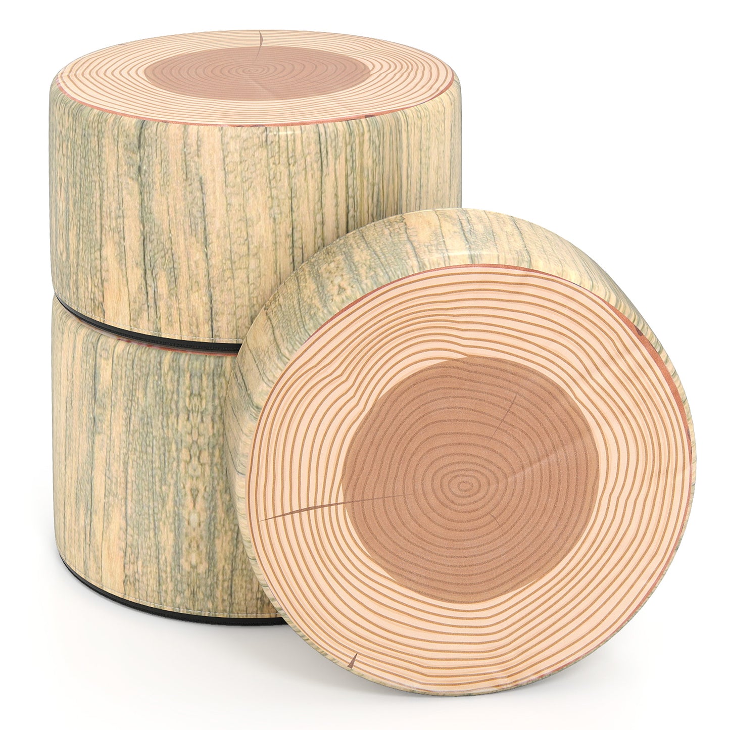 Tree Stump Stool Set 3-Piece Kids Seating with Wood Grain