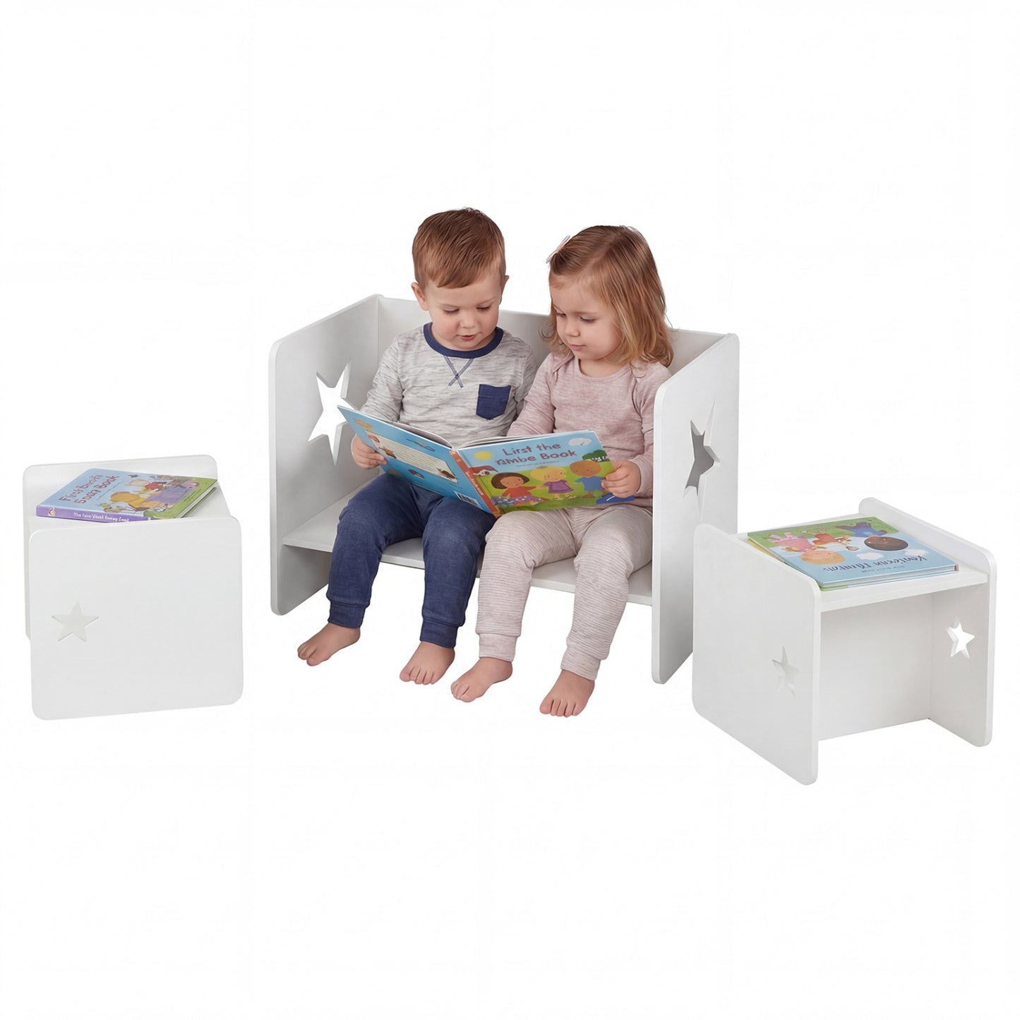 Kids Table and Chair Set with Chalkboard - 3 Piece White