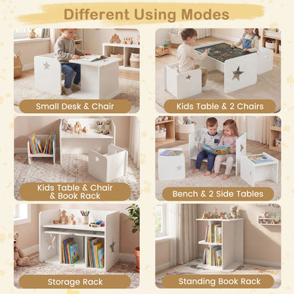 Kids Table and Chair Set with Chalkboard - 3 Piece White