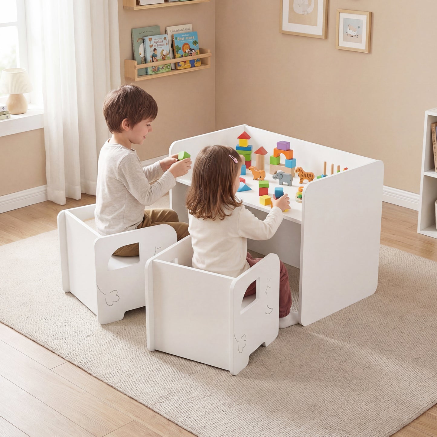 Kids Table and Chair Set with Chalkboard - 3 Piece