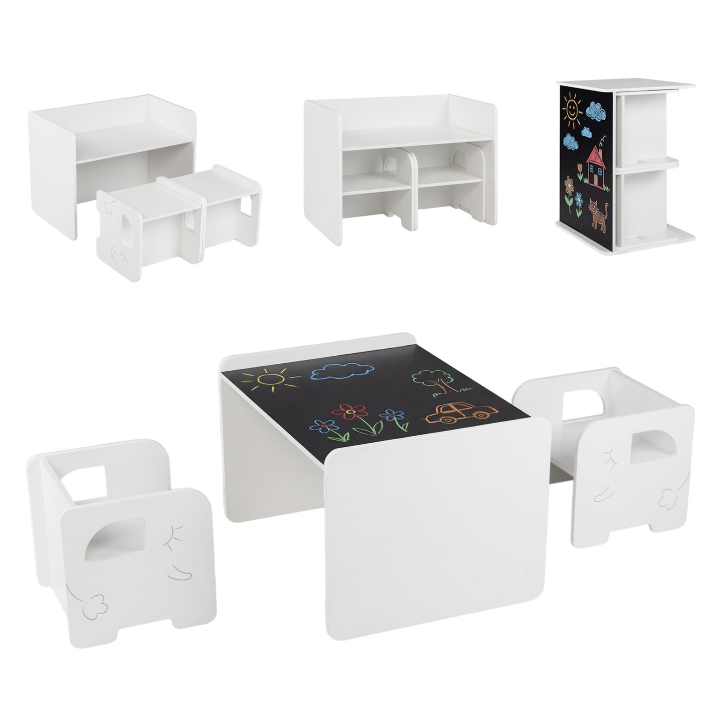 Kids Table and Chair Set with Chalkboard - 3 Piece