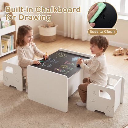 Kids Table and Chair Set with Chalkboard - 3 Piece