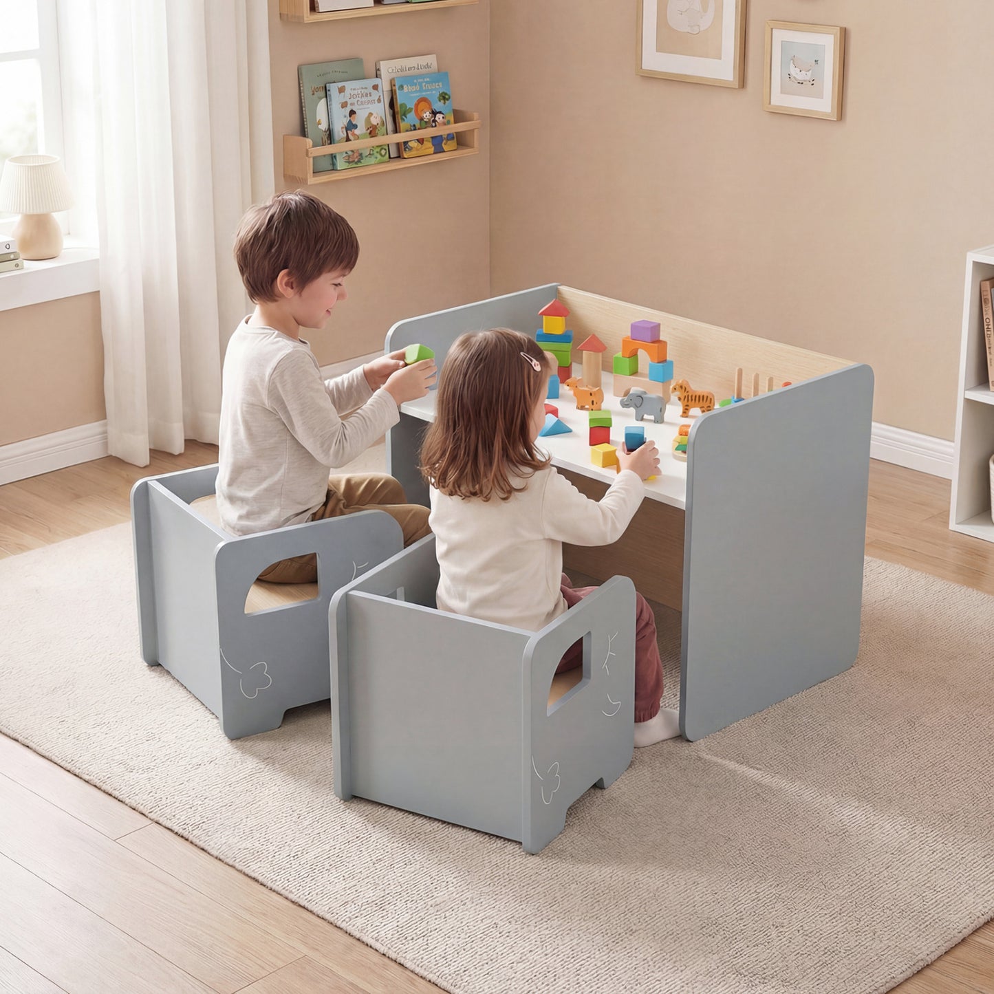 Kids Table and Chair Set with Chalkboard - 3 Piece