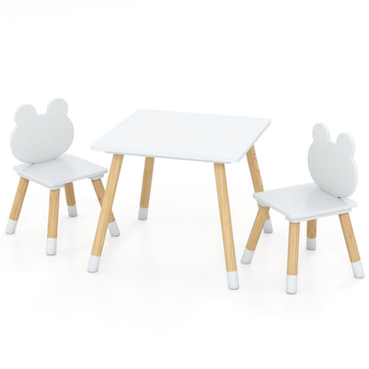 Kids Wooden Table and Chair Set with Froggy Design