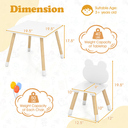 Kids Wooden Table and Chair Set with Froggy Design