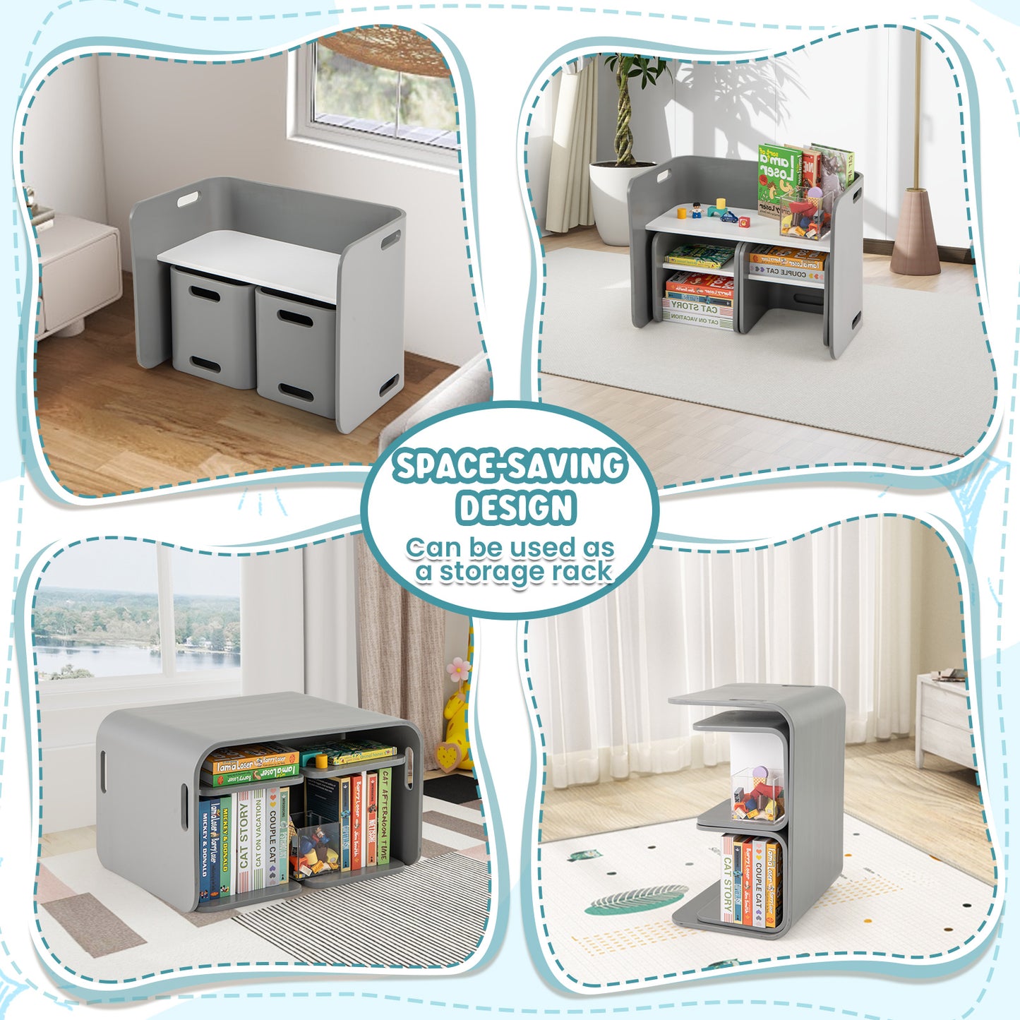 Kids Wooden Table and Chair Set - 3 Piece Birchwood