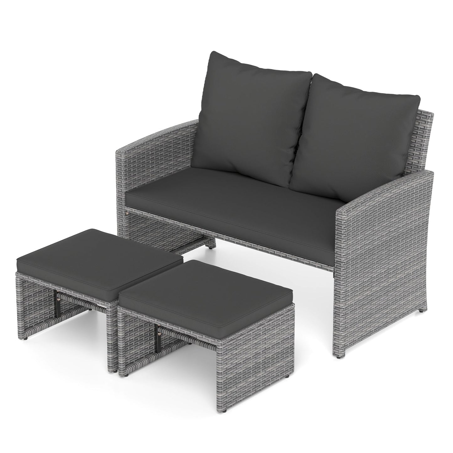 3-Piece Patio Conversation Set with Cushions