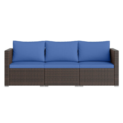 3 Pieces Patio Sectional Sofa Set with Soft Cushions
