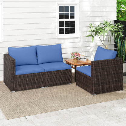 3 Pieces Patio Sectional Sofa Set with Soft Cushions