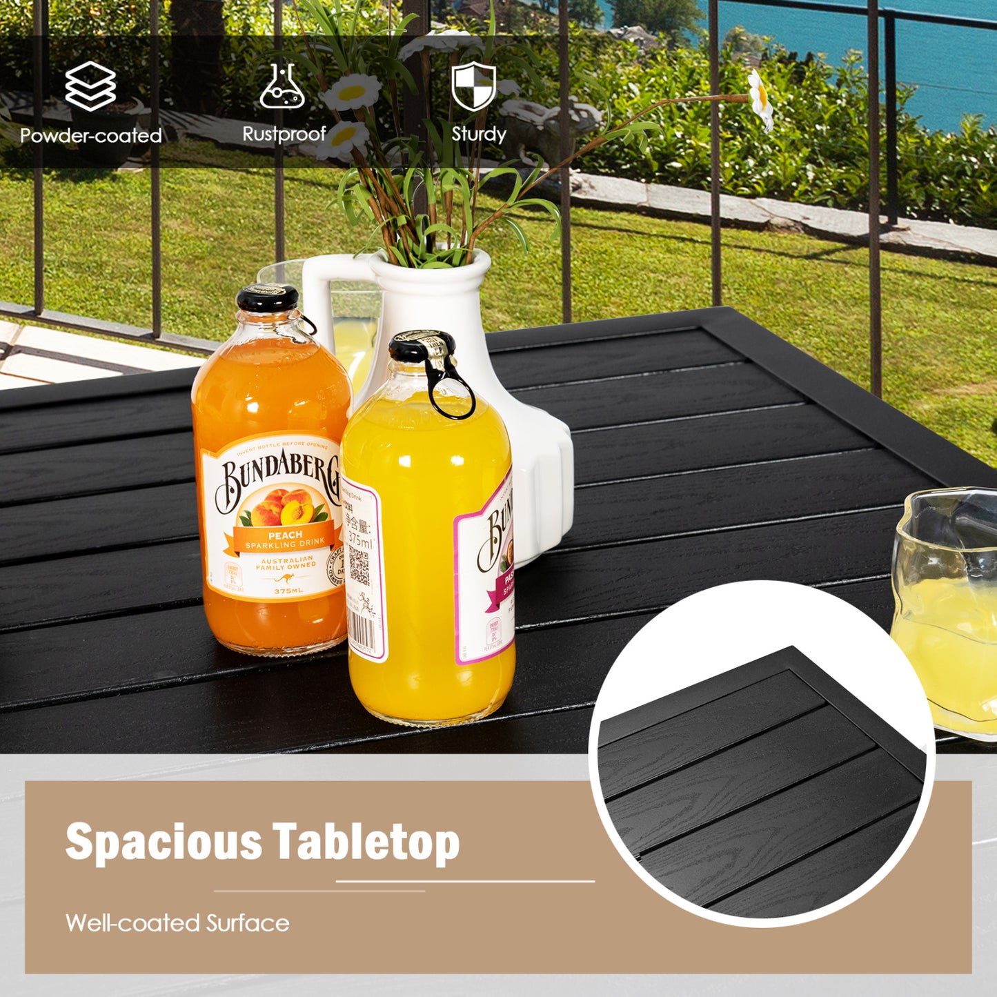 3-Piece Swivel Bar Set with Wicker Chairs and High Top Table