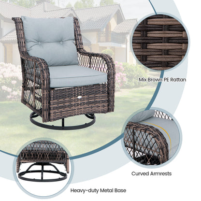 3-Piece Swivel Rocker Patio Set with Side Table - Gray