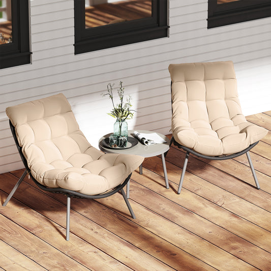 Papasan Patio Conversation Set 3-Piece with Cushions