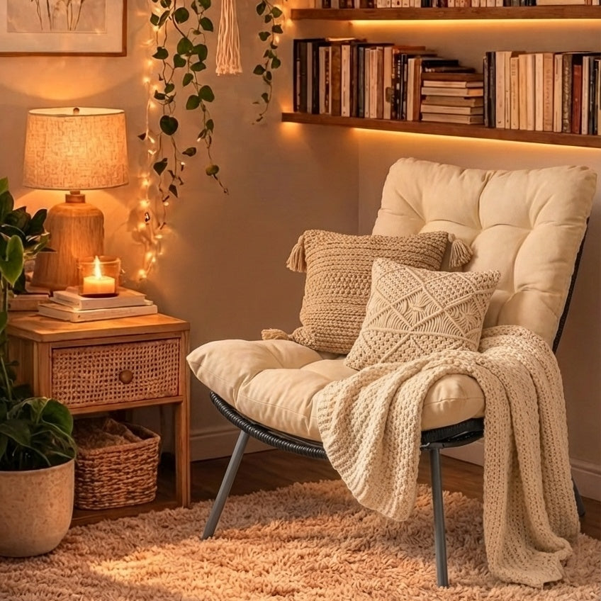 Papasan Patio Conversation Set 3-Piece with Cushions
