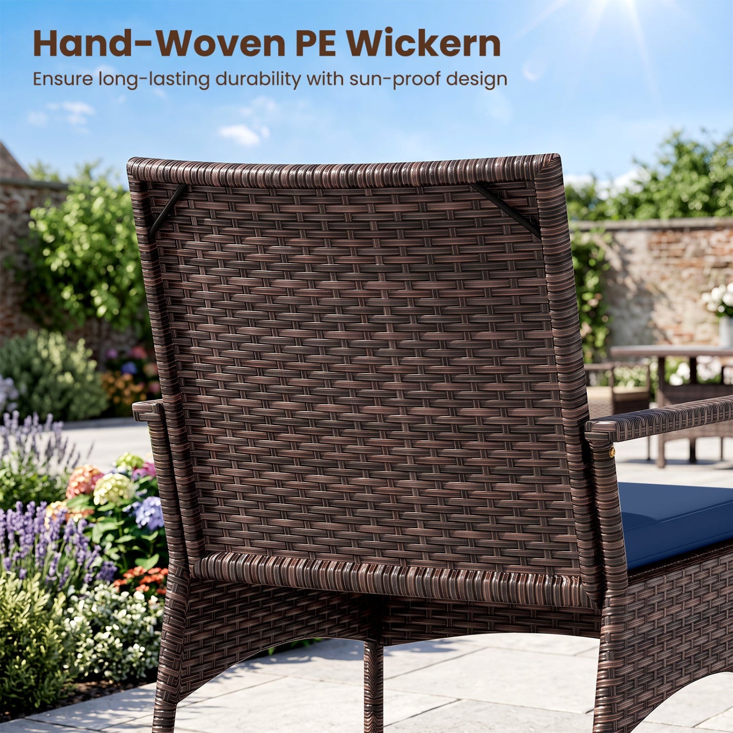 3-Piece Rocking Bistro Set with Cushions & Side Table