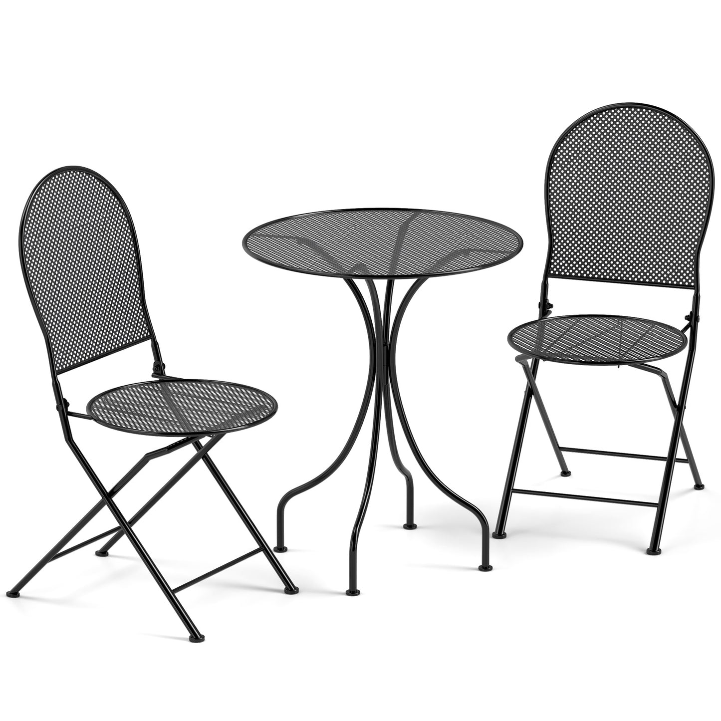 3-Piece Patio Bistro Set with Folding Chairs and Table