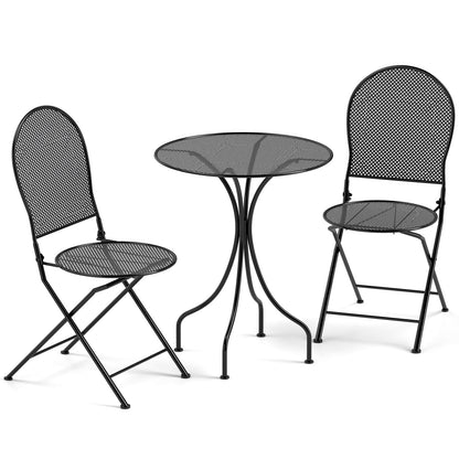 3-Piece Patio Bistro Set with Folding Chairs and Table
