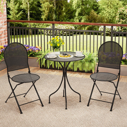 3-Piece Patio Bistro Set with Folding Chairs and Table