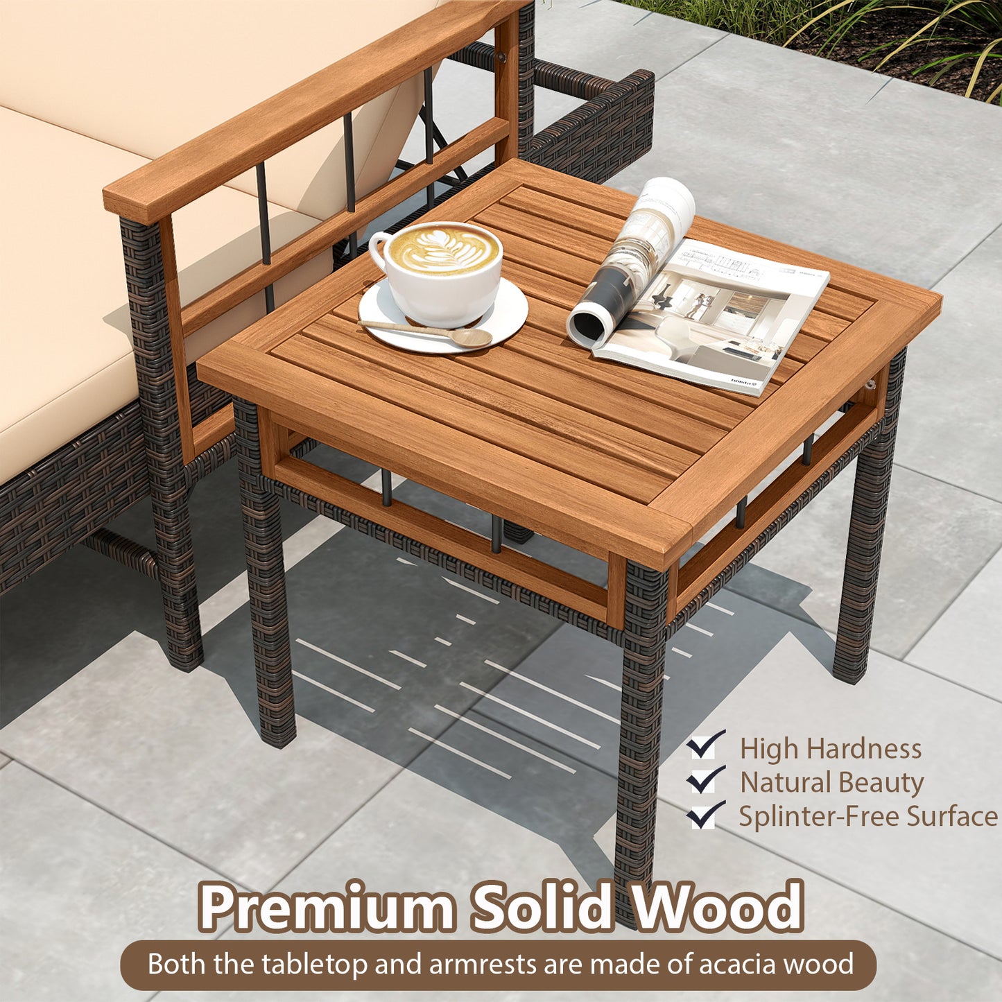 3-Piece Patio Chaise Lounge Set with Adjustable Backrests
