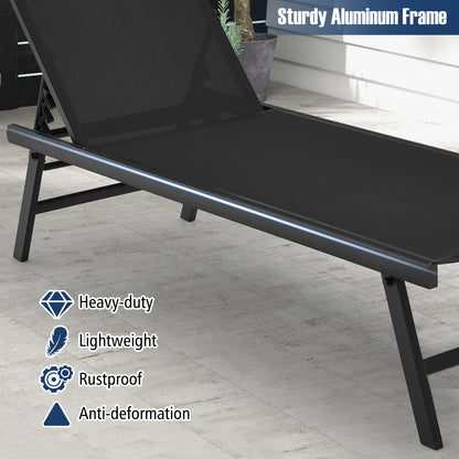 3-Piece Patio Chaise Lounge Set with Adjustable Backrest