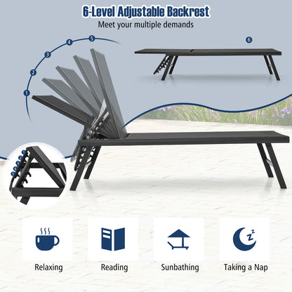 3-Piece Patio Chaise Lounge Set with Adjustable Backrest