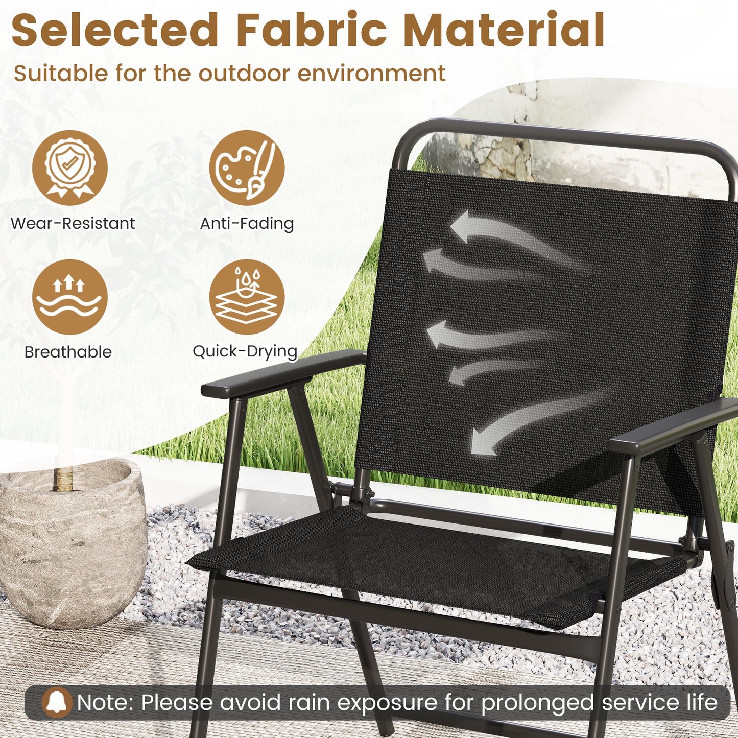 3-Piece Folding Patio Conversation Set with Table