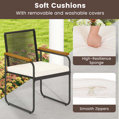 3-Piece Patio Conversation Set with Tempered Glass Table