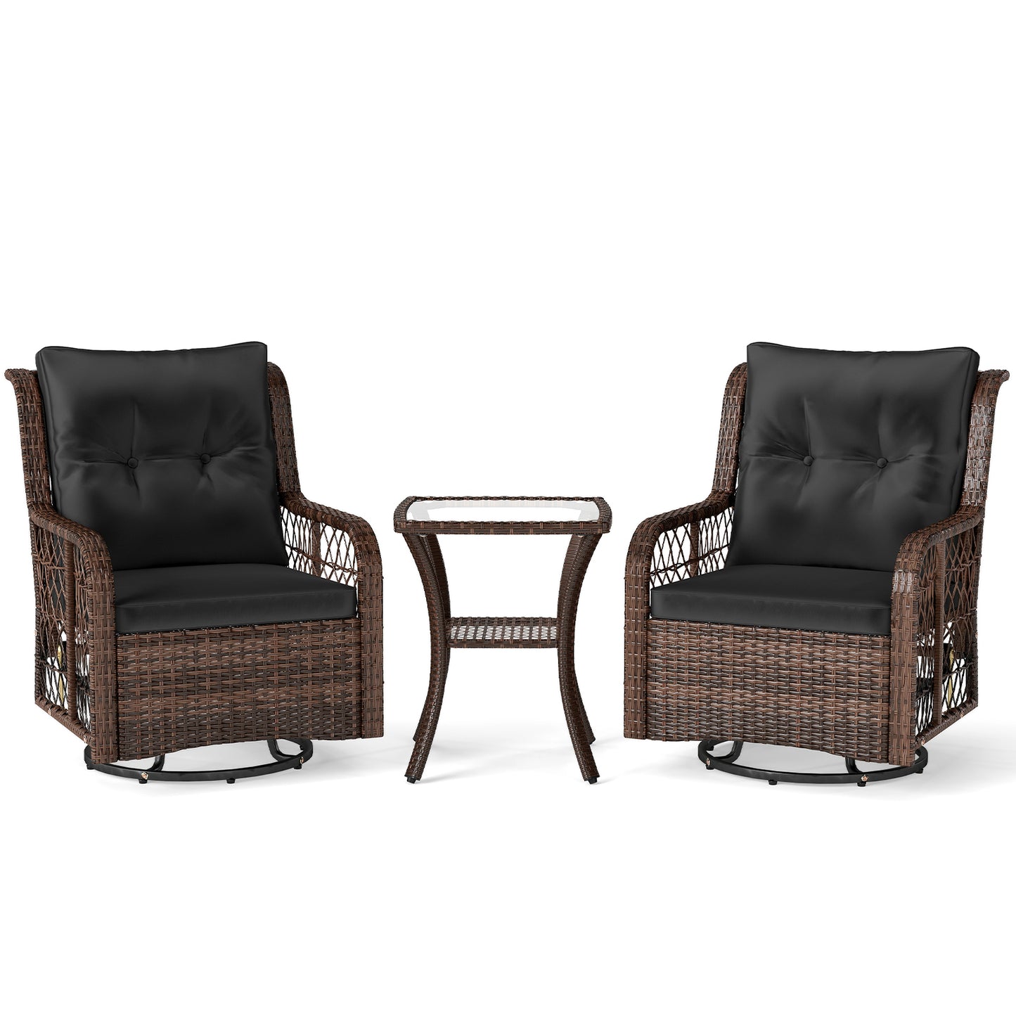 3-Piece Patio Conversation Set with Swivel Glider Chairs